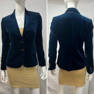 J.Crew Women’s 2 Blue Velvet Schoolboy Blazer Jacket